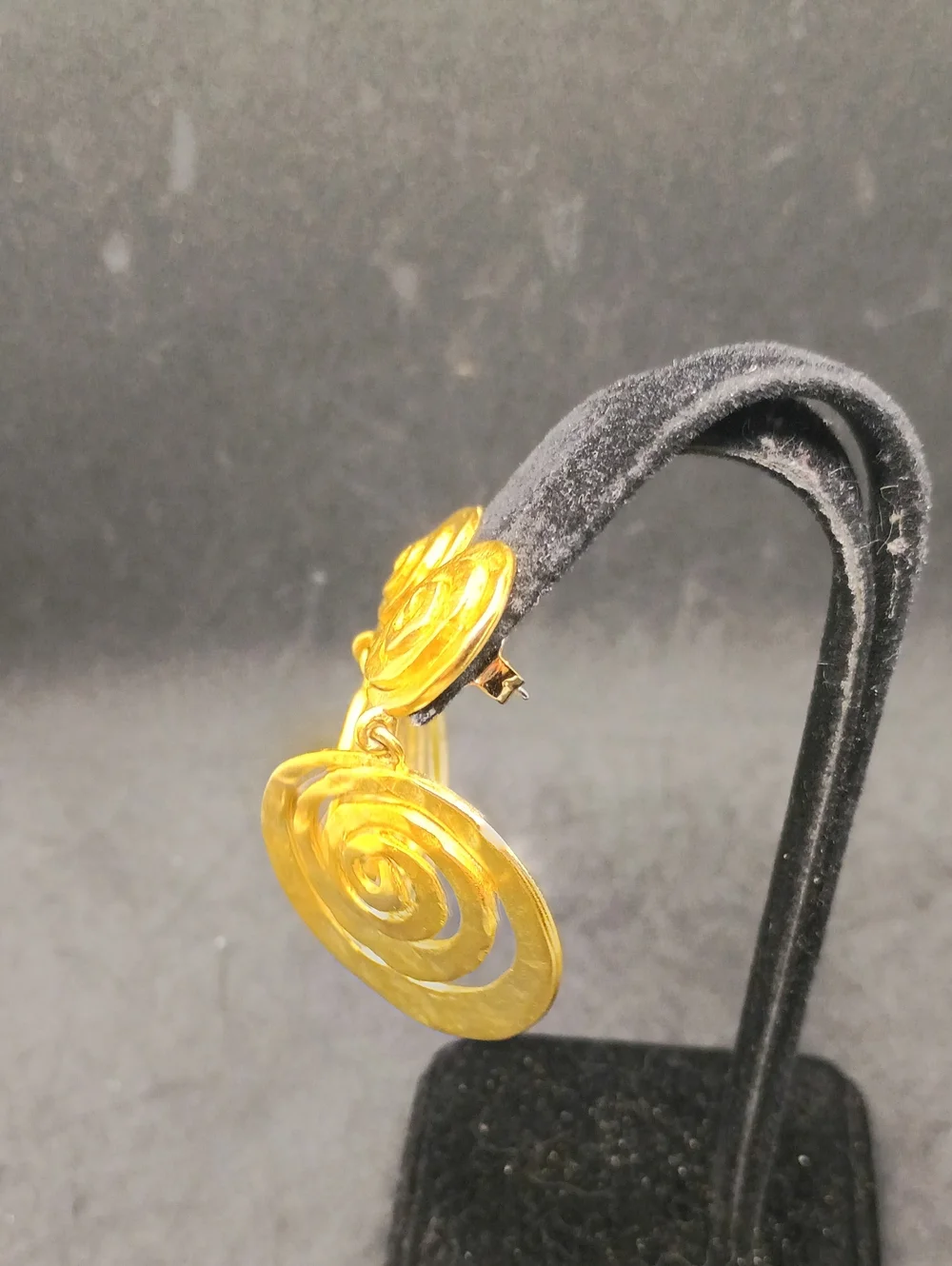 Polished Gold Tone Spiral Drop Earrings for Women